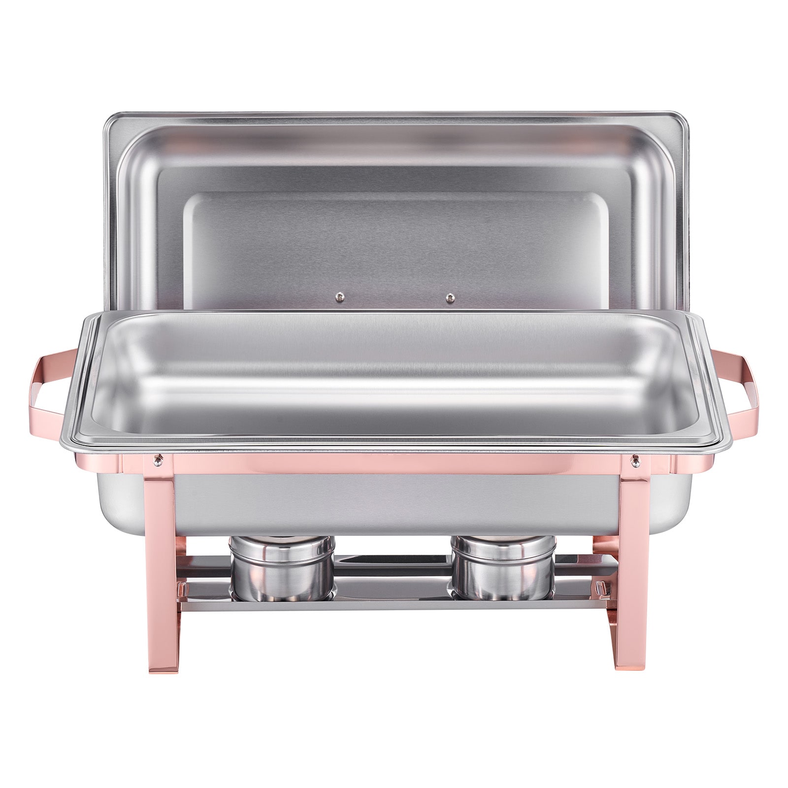 8 Qt 2 Pack Rectangle Chafing Dish Buffet Set Full Size Pan Stainless Steel_voghion.com